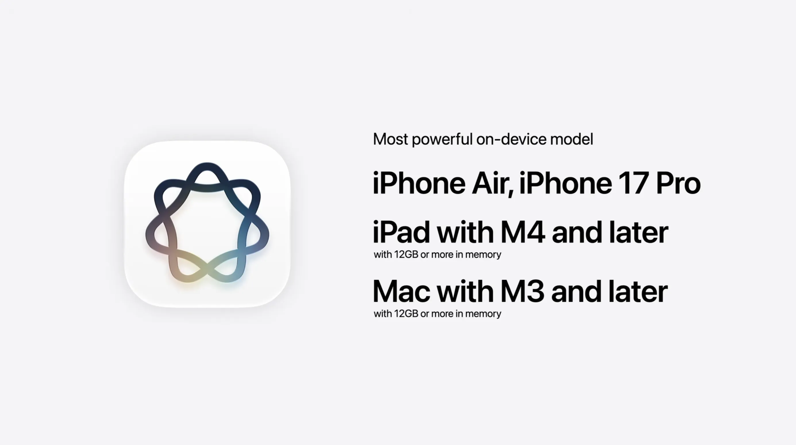 Apple 列出的最強裝置端模型支援條件
